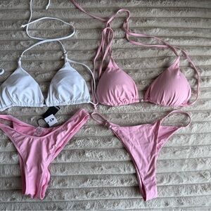 GARAGE & Shein Pink and White Bikini Set